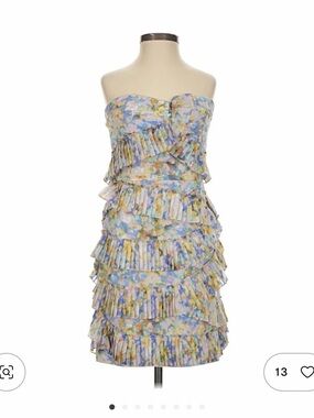 Cynthia Steffe Pastel Floral Strapless Ruffle Mini Dress